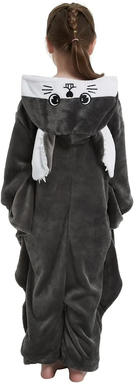 Flying Squirrel Onesie Kids Plush Animal Costume One Piece Pajamas Girls Teen Halloween Cosplay Sleepwear