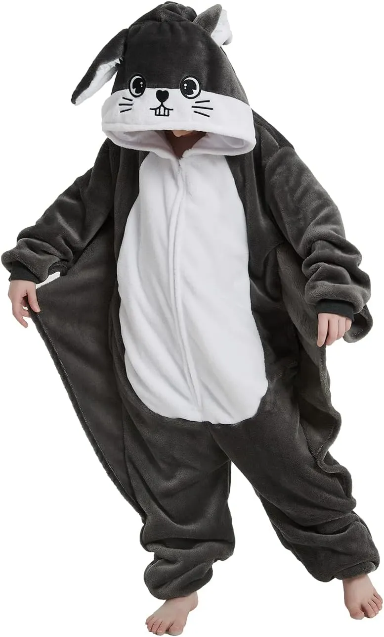 Flying Squirrel Onesie Kids Plush Animal Costume One Piece Pajamas Girls Teen Halloween Cosplay Sleepwear