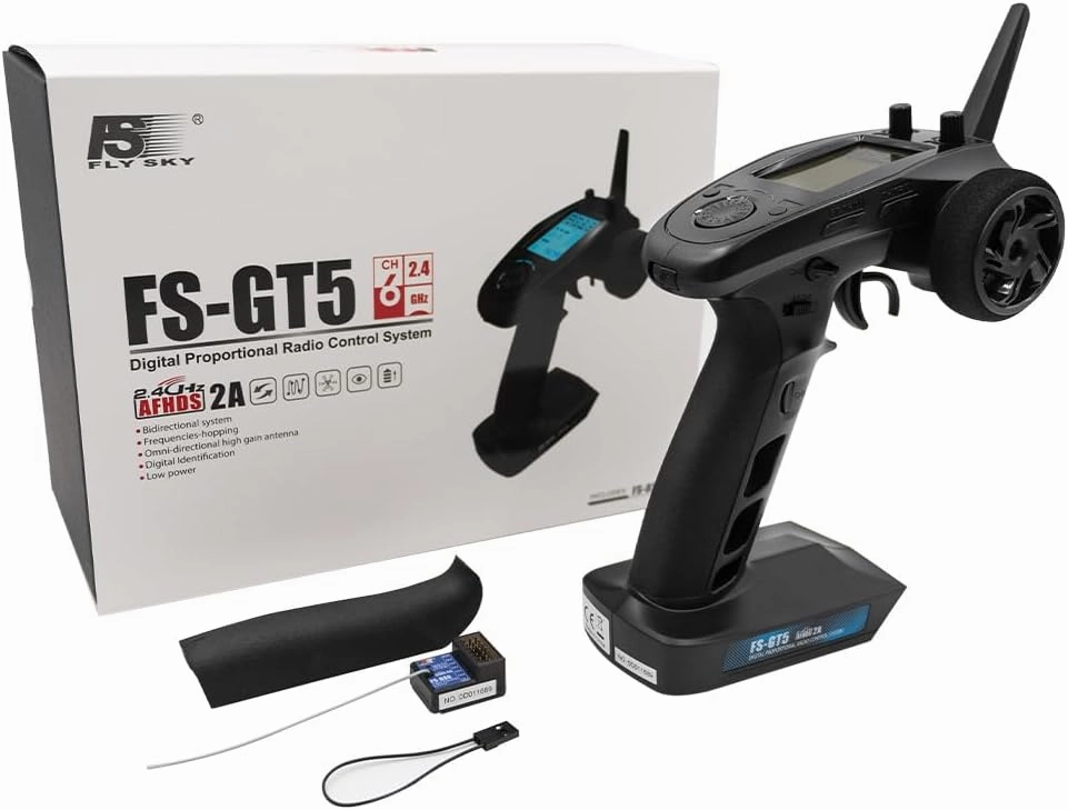 Flysky FS-GT5 RC Transmitter 6 CH 2.4GHz AFHDS with FS-BS6 Receiver for RC Car Boat Radio System