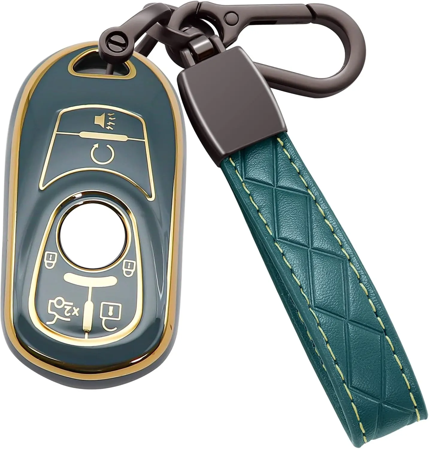 for Buick Car Key Fob Cover Soft TPU with Keychain Shell Full Protective Smart Key Fob Case Compatible with Buick 2015-2023 GL8 Verano Enclave Regal Lacross Encore Envision 6 Button, Gray