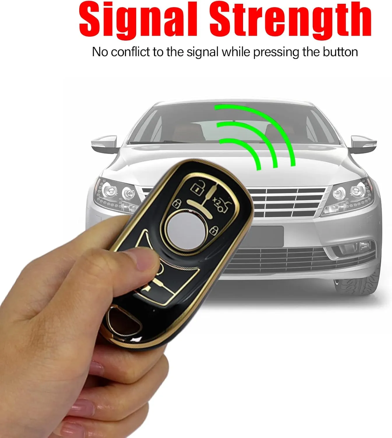 for Buick Car Key Fob Cover Soft TPU with Keychain Shell Full Protective Smart Key Fob Case Compatible with Buick 2015-2023 GL8 Verano Enclave Regal Lacross Encore Envision 6 Button, Gray