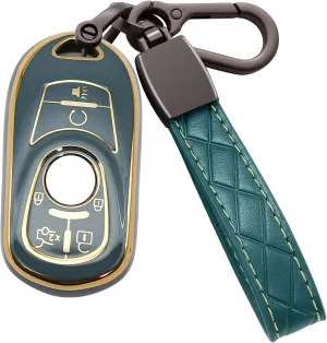 for Buick Car Key Fob Cover Soft TPU with Keychain Shell Full Protective Smart Key Fob Case Compatible with Buick 2015-2023 GL8 Verano Enclave Regal Lacross Encore Envision 6 Button, Gray