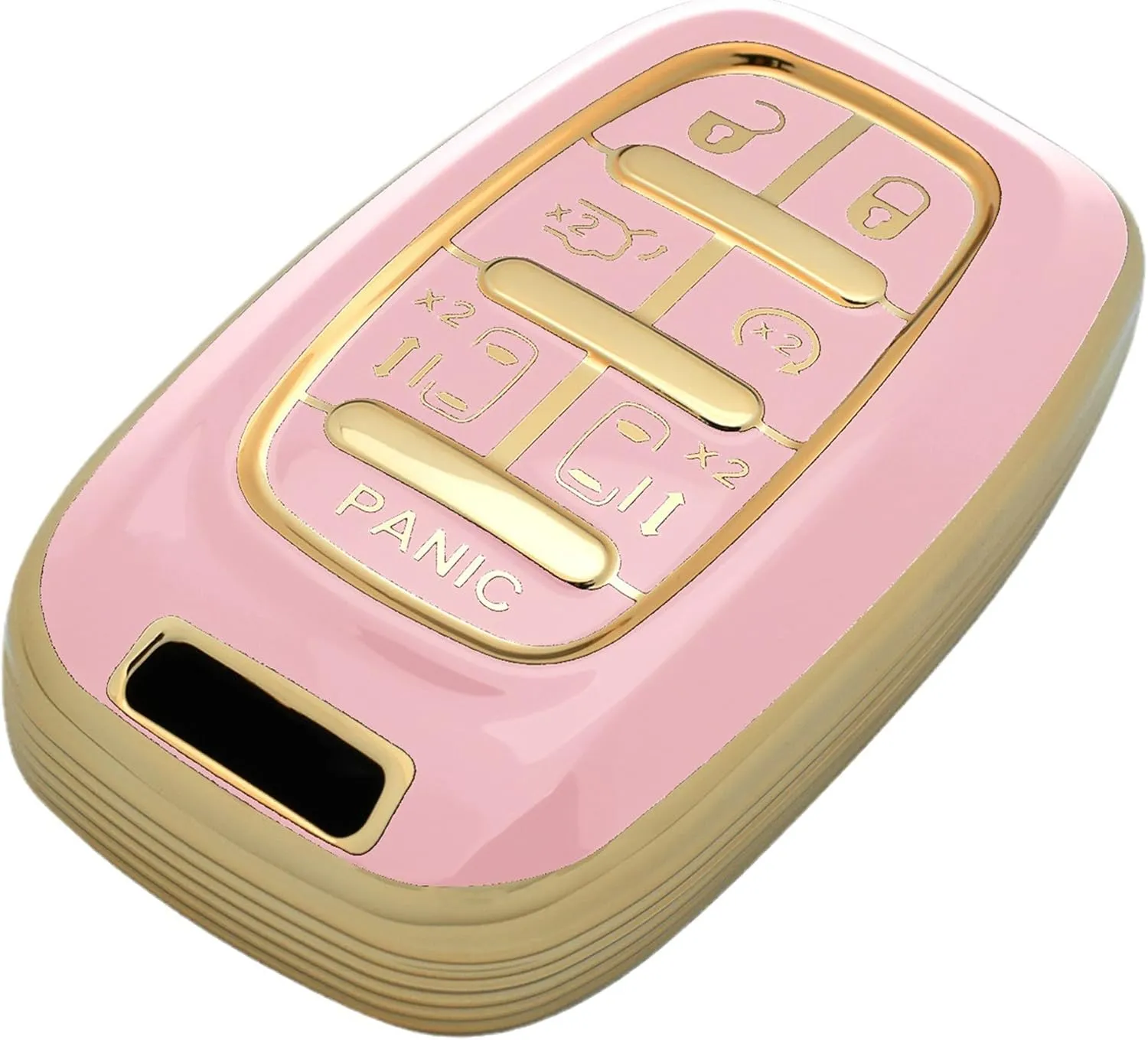 for Chrysler Key Fob Cover Key Protective Key Shell Holder Accessories Fit for Chrysler Pacifica 7 Button for 2017-2024 Touring, Pinnacle, Limited (Pink)