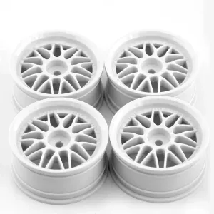 for Tamiya XV02 for Kyosho for HSP for HPI for Sakura for Traxxas for RedCat 1/10 4pcs 52mm RC Drift for Racing Car Plastic Wheel Rim Wheel Hubs RC Car DIY Parts(White)