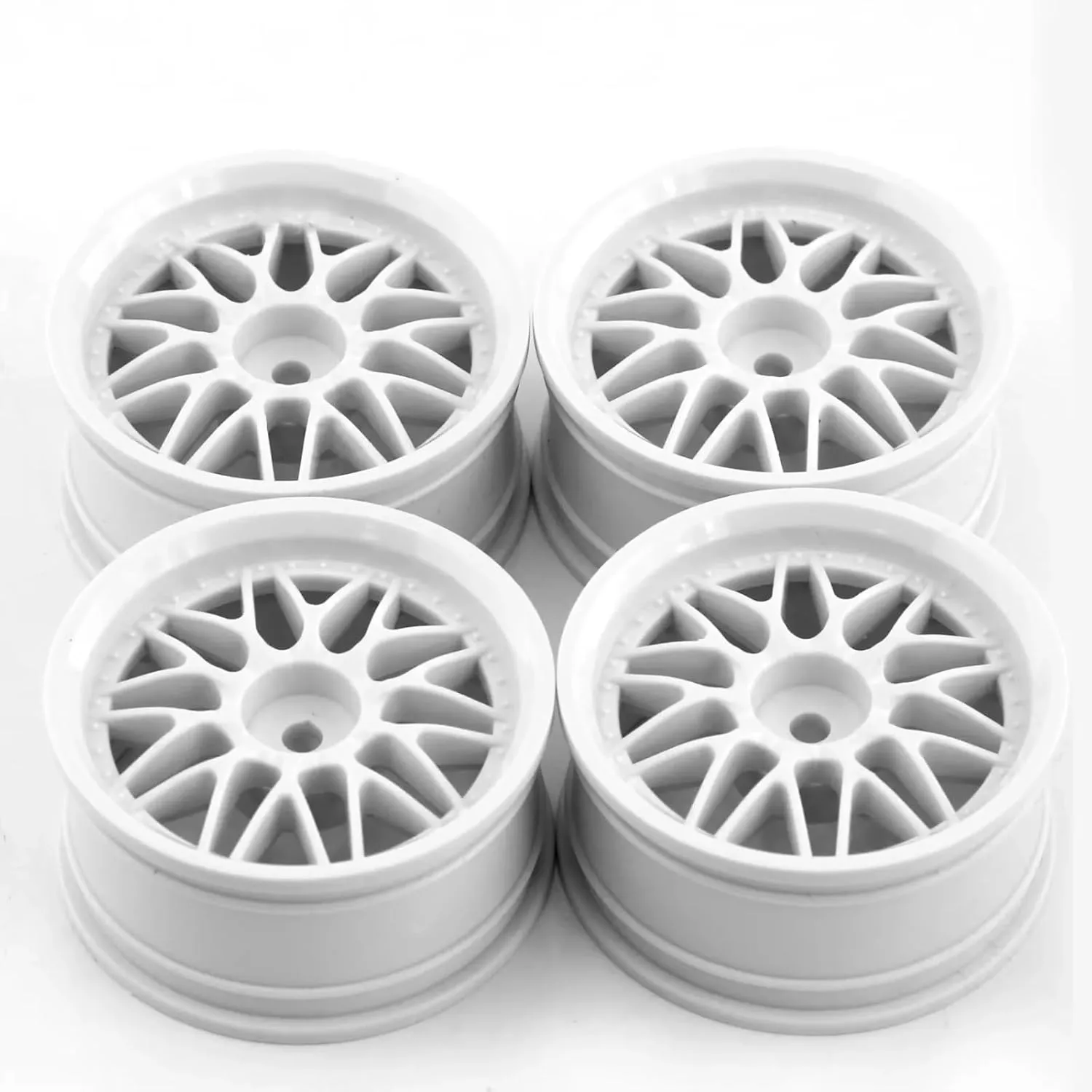 for Tamiya XV02 for Kyosho for HSP for HPI for Sakura for Traxxas for RedCat 1/10 4pcs 52mm RC Drift for Racing Car Plastic Wheel Rim Wheel Hubs RC Car DIY Parts(White)
