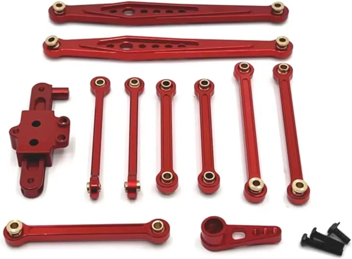 for Wltoys 124006 12423 12427 12428 1/12 Metal Upgrade Parts Kit Steering Assembly Link Rod Servo Arm RC Car Accessories Parts Replacement Use RC Car DIY Parts(Red)