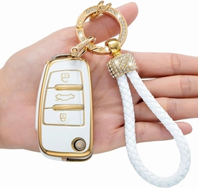 for Audi Key Fob Cover,Compatible with Audi A4 Q7 Q5 TT A3 A6 SQ5 SQ7 R8 S5 Smart Key Premium Soft TPU Anti-dust Full Protection