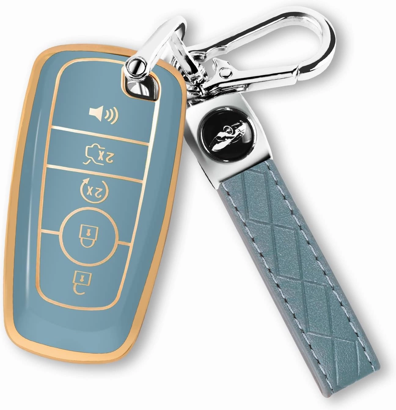 For Ford Key Fob Cover with Keychain, Soft TPU Key Case Shell Full Protection for Ford Explorer Fusion Escape Edge Expedition F150 F250 F350 F450 F550 Maverick Mustang(Blue)