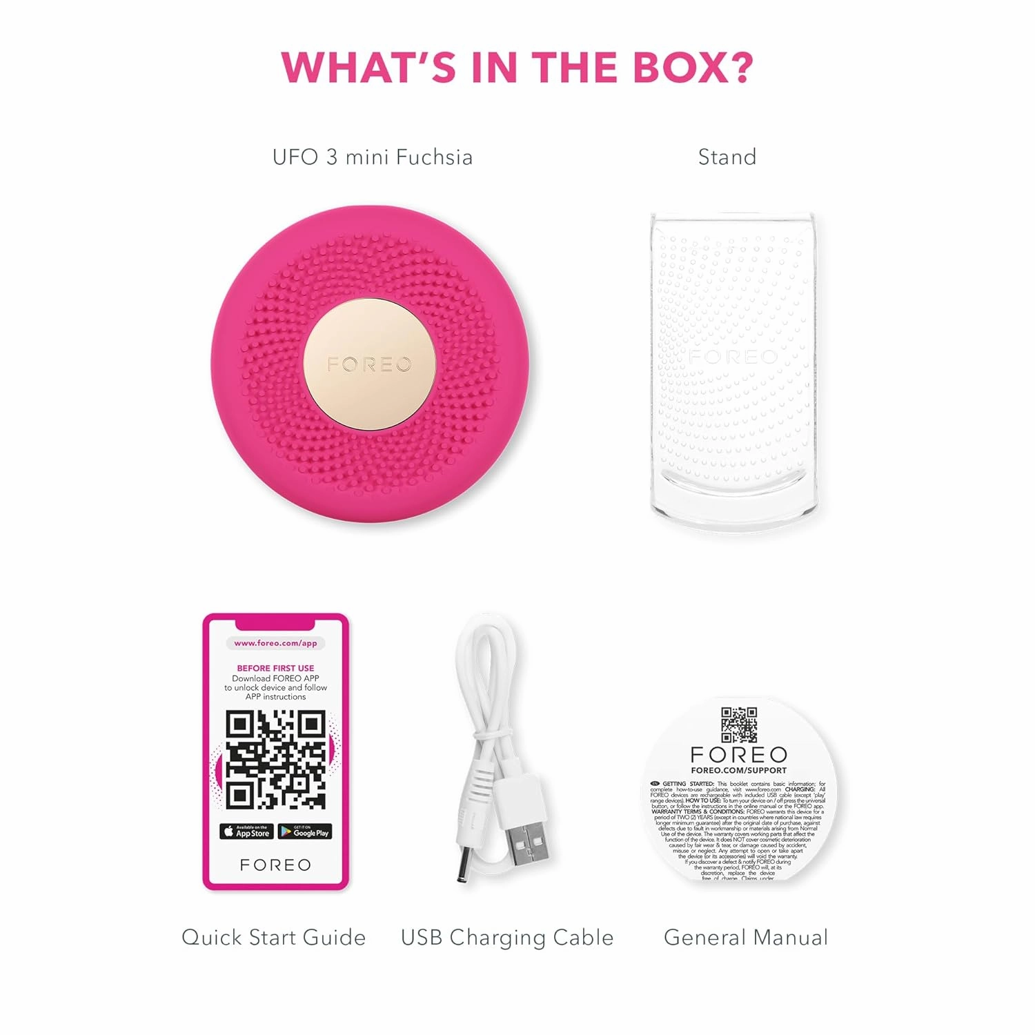 FOREO UFO 3 mini 4-in-1 Face Mask Skincare Device - Face Moisturiser - Anti-Aging - Red Light - Warming - Facial Massage - App-connected - Fuchsia