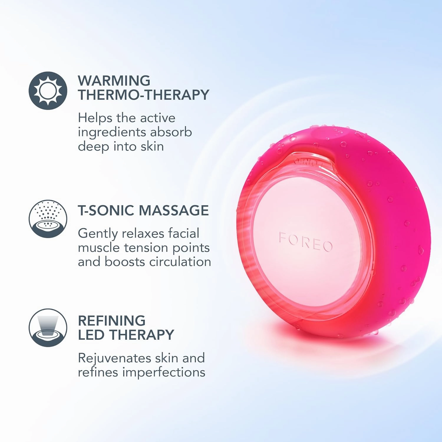 FOREO UFO 3 mini 4-in-1 Face Mask Skincare Device - Face Moisturiser - Anti-Aging - Red Light - Warming - Facial Massage - App-connected - Fuchsia