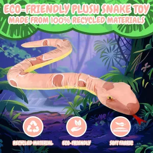 Forest & Twelfth Kids 67” Plush Snake Toy – Stuffed Animal Toys Made from 100% Recycled Material – Cute, Adorable, & Eco-Friendly Toy Snakes for 0  Year Old Kids, Over 5 Feet Long! (Corn Snake)