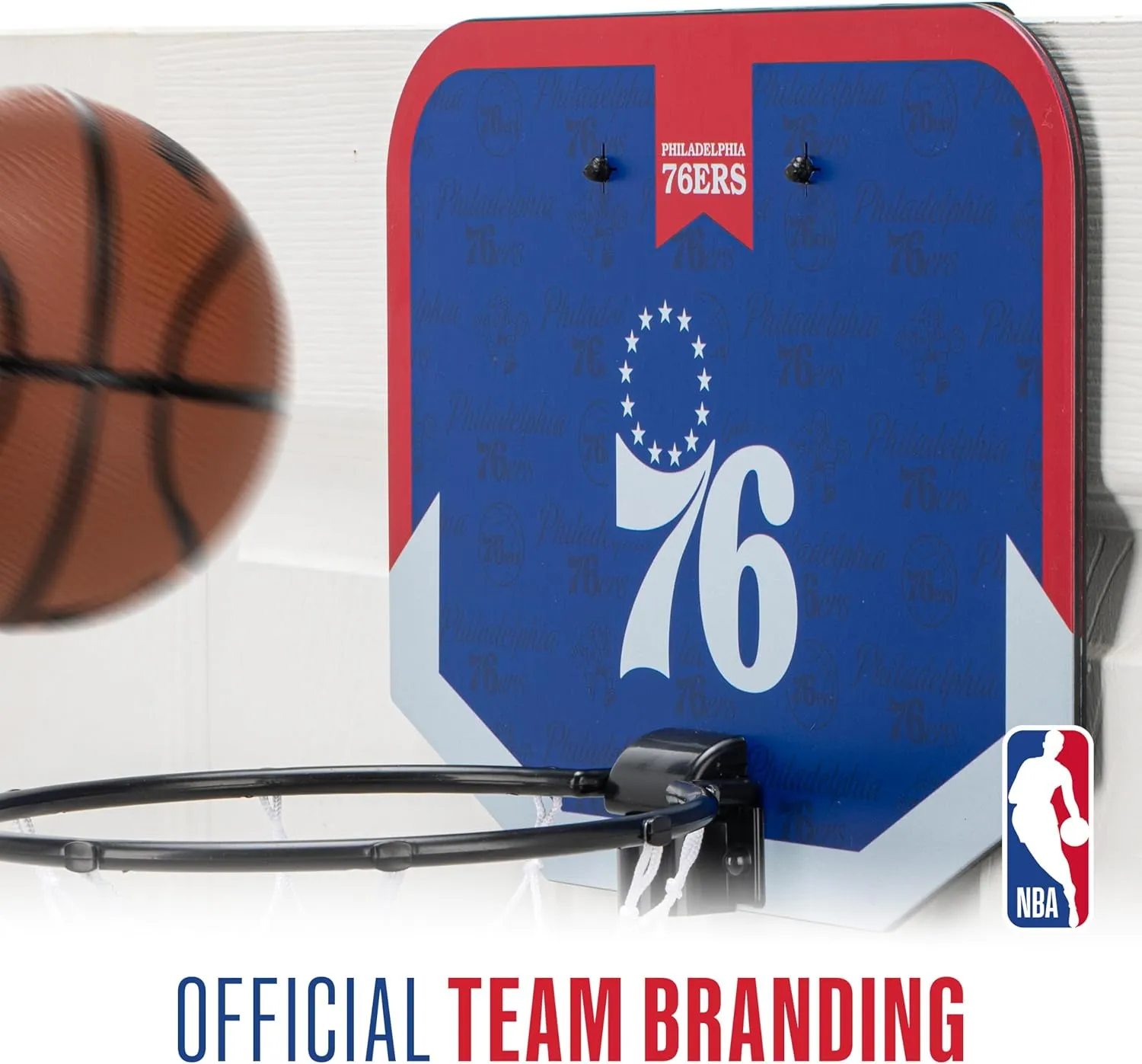 Franklin Sports NBA Team Over The Door Basketball Hoop - Kids Indoor Mini Basketball Hoop with Basketball - NBA Fan Shop Mini Hoop for Bedroom & Office