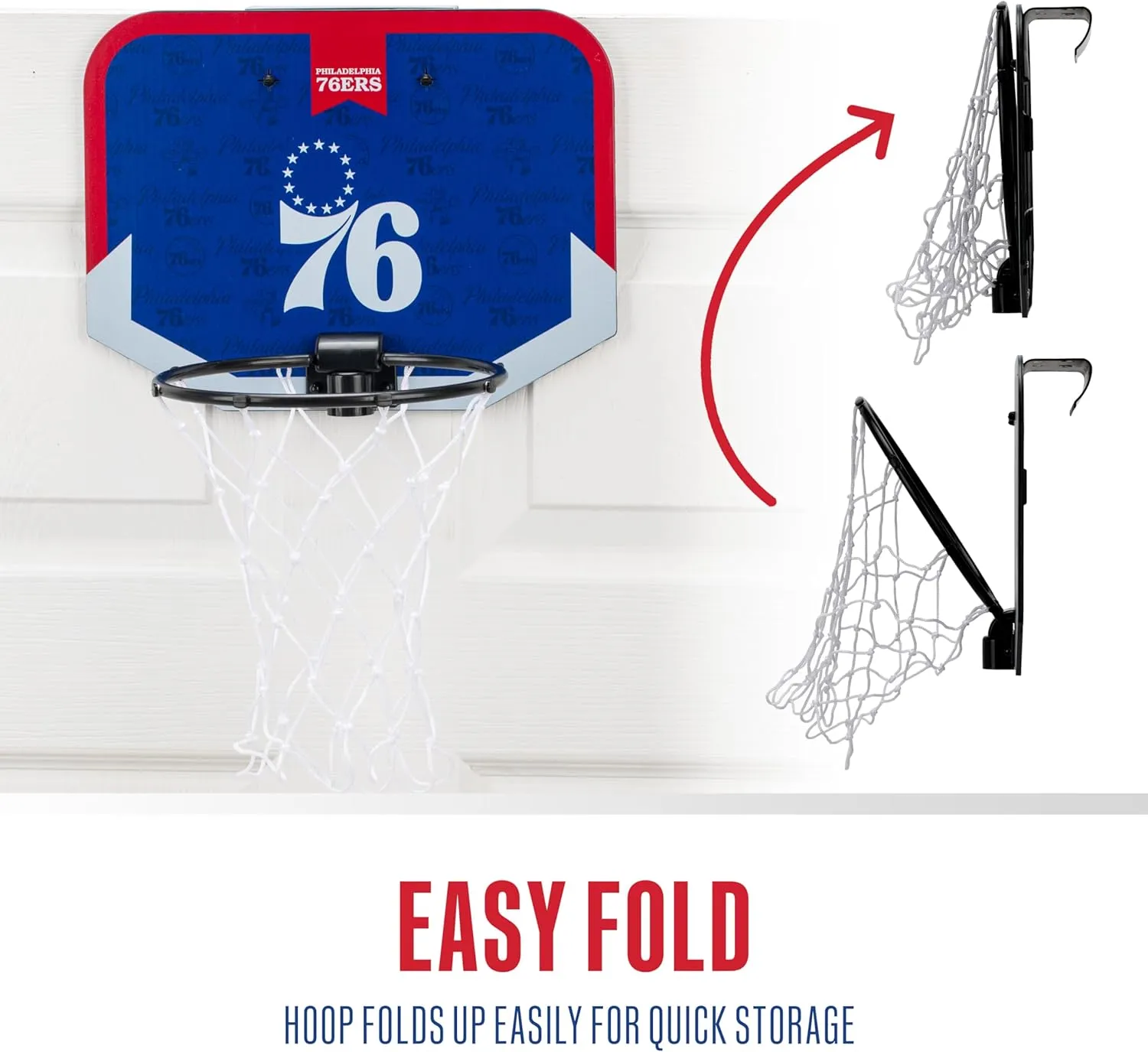 Franklin Sports NBA Team Over The Door Basketball Hoop - Kids Indoor Mini Basketball Hoop with Basketball - NBA Fan Shop Mini Hoop for Bedroom & Office