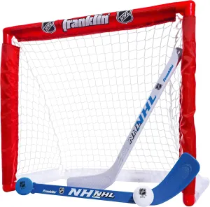 Franklin Sports NHL Kids Mini Hockey Set - Includes 1 Knee Hockey Goal - 2 Mini Hockey Sticks   2 Foam Balls - Indoor Toy Mini Hockey Goal   Sticks Set,Red