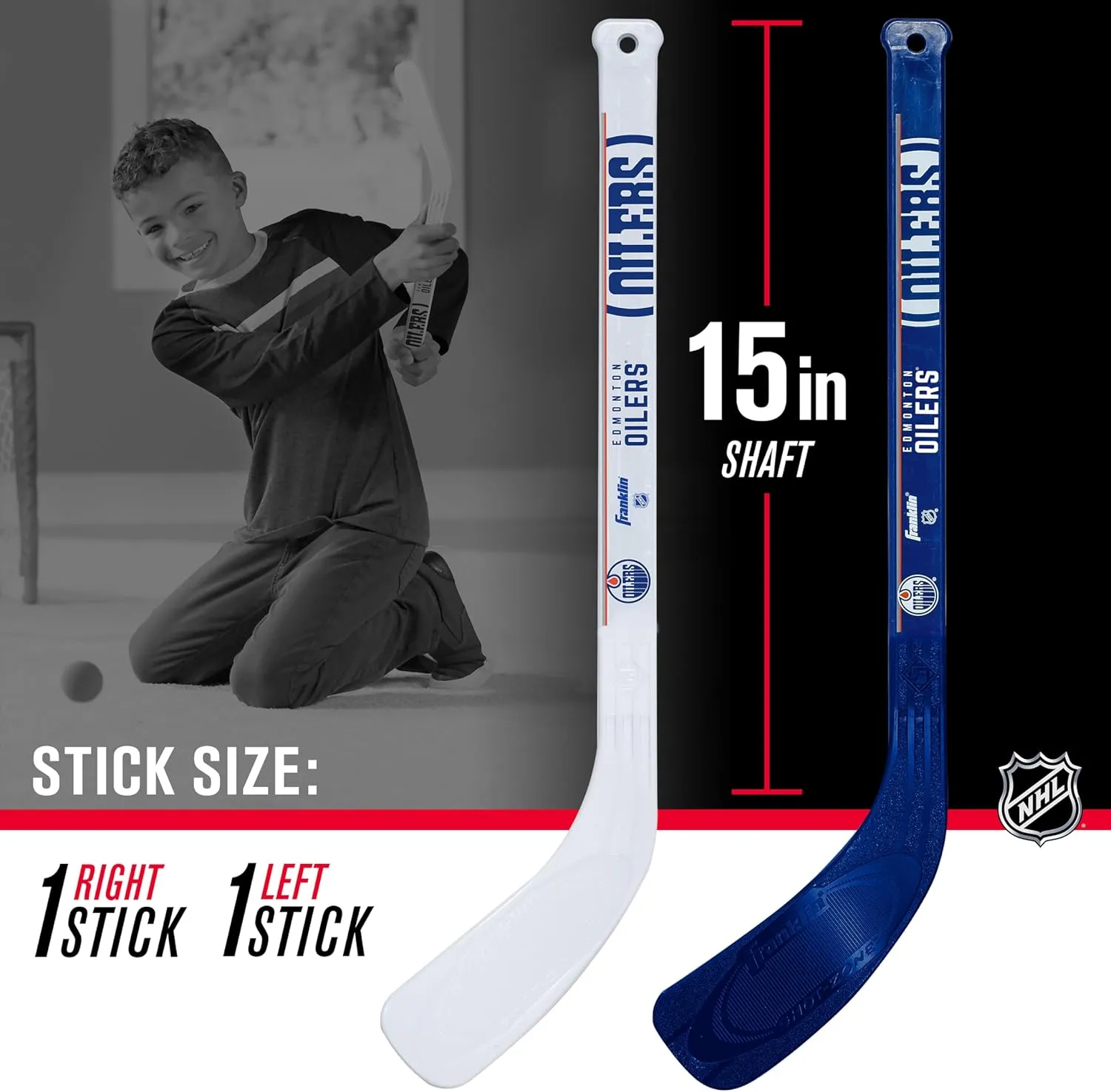 Franklin Sports NHL Mini Hockey Set - Kids Indoor Knee Hockey Goal, Ball,   2 Stick Combo - Youth Team Indoor Toy Set - Official - Ages 3 