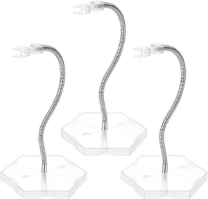 FREEBLOSS 3 Pcs Flexible Arm Hobby Action Base Display Stand Compatible Action Figure Display Holder Base Doll Model Support Stand Compatible Transparent Doll Display Holder Action Figure Effects