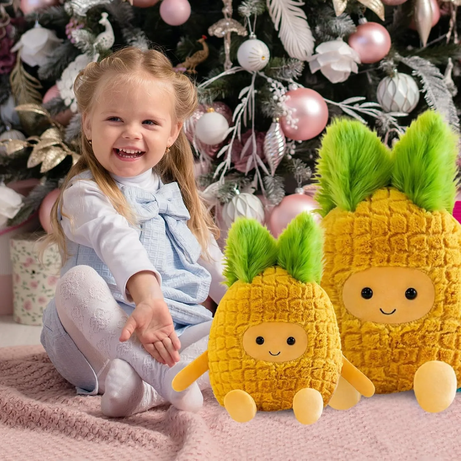 Fruit Pineapple Stuffed Animals Plush Toys - Super Soft & Washable, Adorable Kids Character Animal Pillows, Perfect for Room Decor, Gifts for Ages 3 , Showcase Your Mood (Yellow-Pineapple,15 inch)