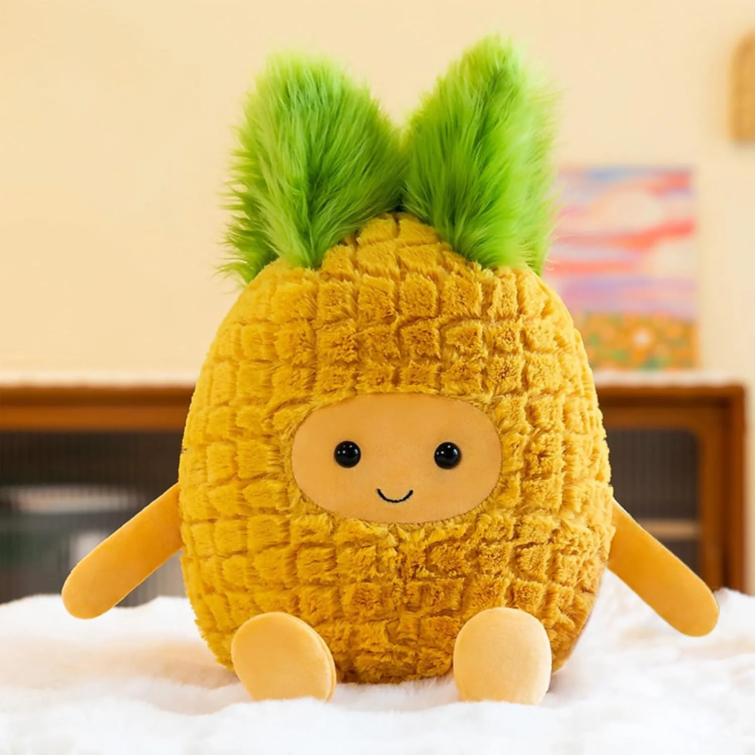 Fruit Pineapple Stuffed Animals Plush Toys - Super Soft & Washable, Adorable Kids Character Animal Pillows, Perfect for Room Decor, Gifts for Ages 3 , Showcase Your Mood (Yellow-Pineapple,15 inch)