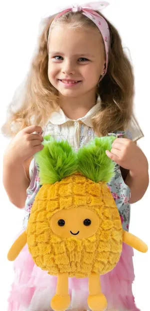 Fruit Pineapple Stuffed Animals Plush Toys - Super Soft & Washable, Adorable Kids Character Animal Pillows, Perfect for Room Decor, Gifts for Ages 3 , Showcase Your Mood (Yellow-Pineapple,15 inch)