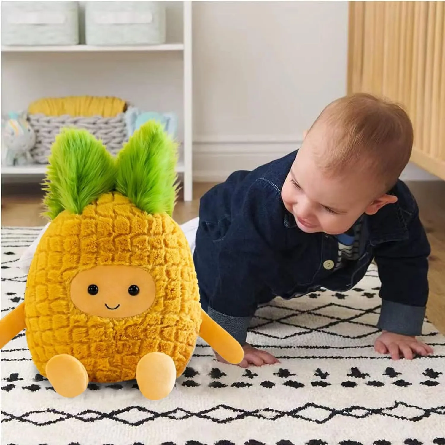 Fruit Pineapple Stuffed Animals Plush Toys - Super Soft & Washable, Adorable Kids Character Animal Pillows, Perfect for Room Decor, Gifts for Ages 3 , Showcase Your Mood (Yellow-Pineapple,15 inch)