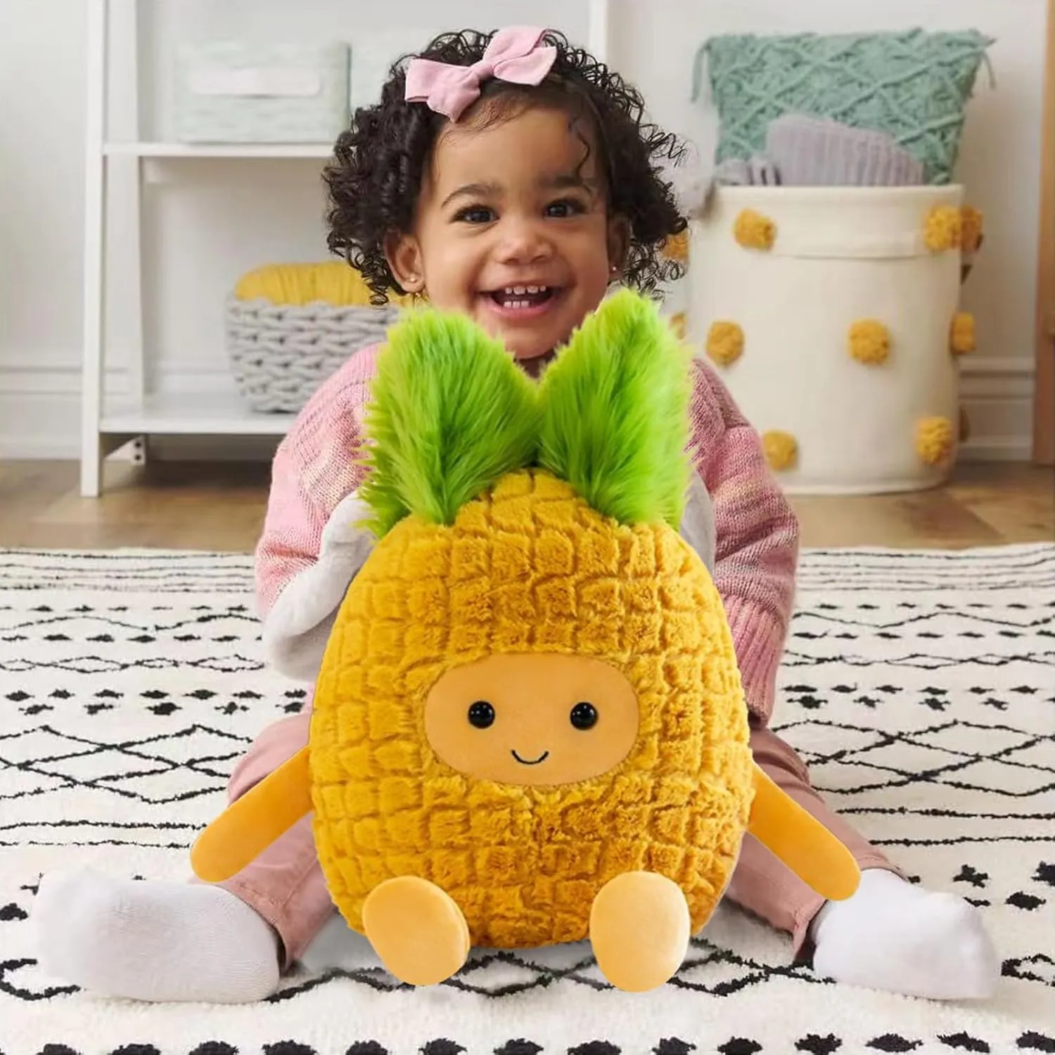 Fruit Pineapple Stuffed Animals Plush Toys - Super Soft & Washable, Adorable Kids Character Animal Pillows, Perfect for Room Decor, Gifts for Ages 3 , Showcase Your Mood (Yellow-Pineapple,15 inch)