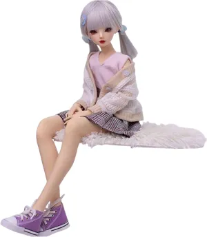 Full Silicone Material Anime Figure Body with Clothes Super Flexible Joints Miniature Action Figure (Grey Hair   Dress)