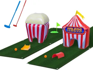 FunPark Inflatable Toddler Mini Golf Set, 13 Pieces, Adjustable Clubs, Green Mats, Putting Cups, Obstacles, Indoor/Outdoor Kids Golf Set for Boys and Girls