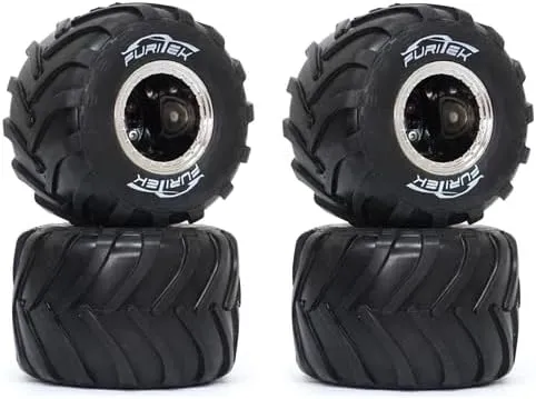 FURITEK MINI MONSTER TRUCK TIRE AND WHEEL RIM FOR 1/24TH AND 1/18TH SCX24, FMS, TRX4M (HELIDIRECT) - Mini RC Monster Trucks Upgrades Used With Furitek Rampart Frame Kit For TRX4M (FUR-2311)