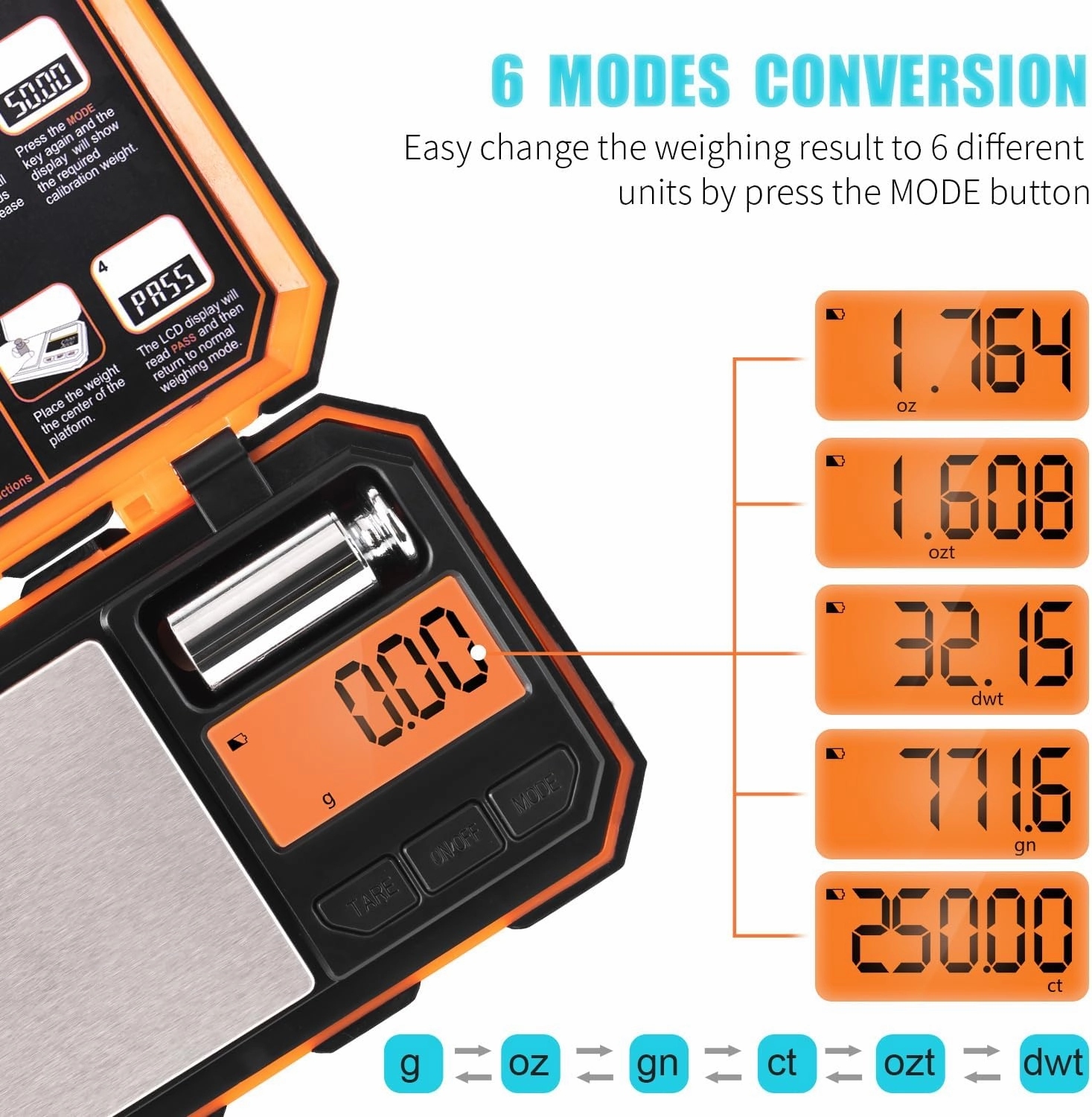 Fuzion Digital Pocket Scale, 500g x 0.01g Gram Scale, Mini Scale 6 Units Jewelry Scale with LCD Display, Tare Function for Food, Jewelry, Coin, Coffee