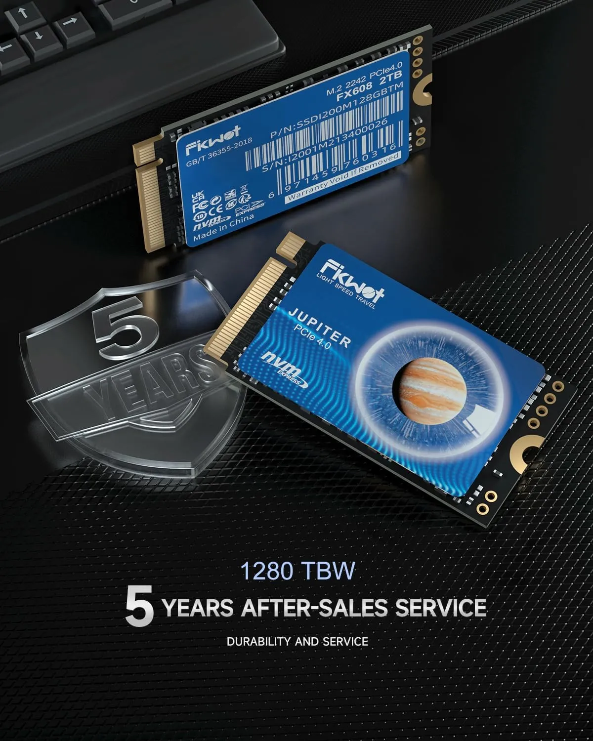 FX608_1TB M.2 2242 SSD PCIe Gen4.0 x4 NVMe 1.4 Internal Solid State Drive，Up to 4800MB/s, Compatible with Ultrabooks, Laptops and Mini PCs