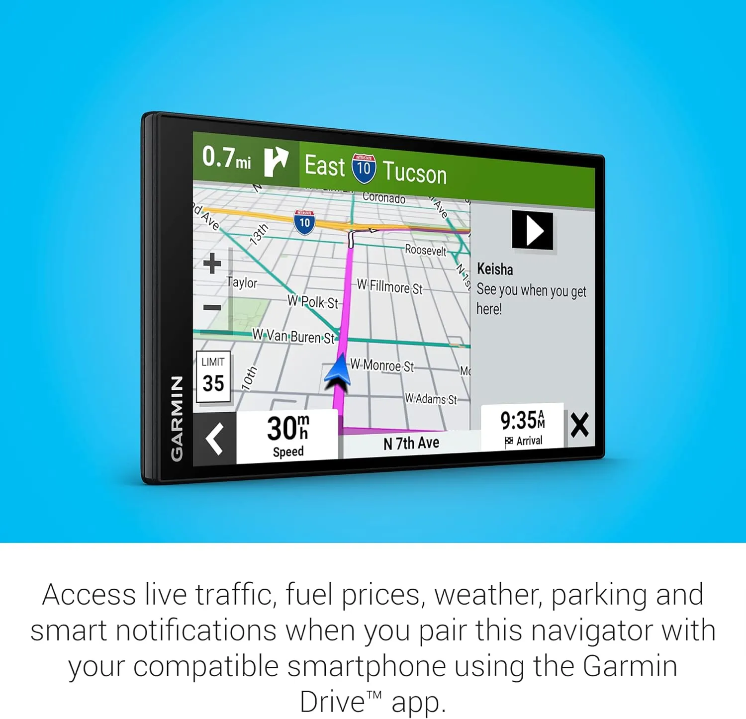 Garmin DriveSmart 76, 7-inch Car GPS Navigator with Bright, Crisp High-resolution Maps and Garmin Voice Assist