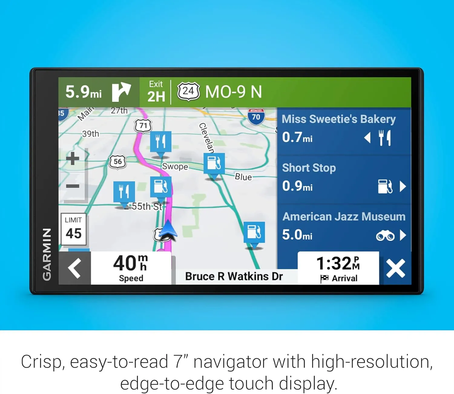 Garmin DriveSmart 76, 7-inch Car GPS Navigator with Bright, Crisp High-resolution Maps and Garmin Voice Assist