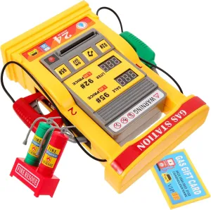 Garneck Gas Station Playset with Mini Gas Pump - Gas Card - and Fire Rescue Accessories Interactive Gas Pump for Cozy Pumper Fun Yellow