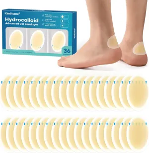 Gel Blister Cushions Hydrocolloid Bandages, Kimihome 36ct Blister Bandages for Feet, Water Resistant & Breathable for Prevention & Recovery - Heel Pack