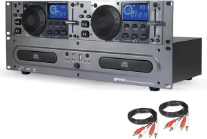 Gemini Dual CD/USB DJ Media Player – 2-Deck Rackmount CD Player with Jog Wheels, MP3 Playback & Anti-Shock – Pro Audio Component for DJs, Mobile Rigs & Installations