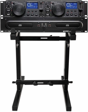 Gemini CDX-2250i Pro DJ Dual Two Deck Rack Mount CD/MP3 Media Player w/USB Bundle with Rockville RXS20 Portable Mixer Stand - Adjustable Height and Width!