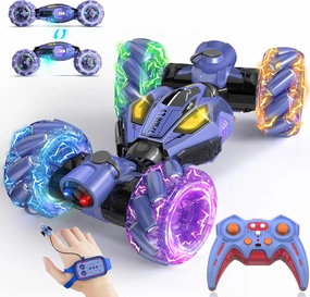 Gesture Sensing RC Stunt Cars - Toys for Boys Girls 6-12 | Best Gifts for Kids 6  Years Old | 4WD 360° Rotating Remote Control Transform Car | All-Terrain Off Road Vehicle with Lights Music Purple