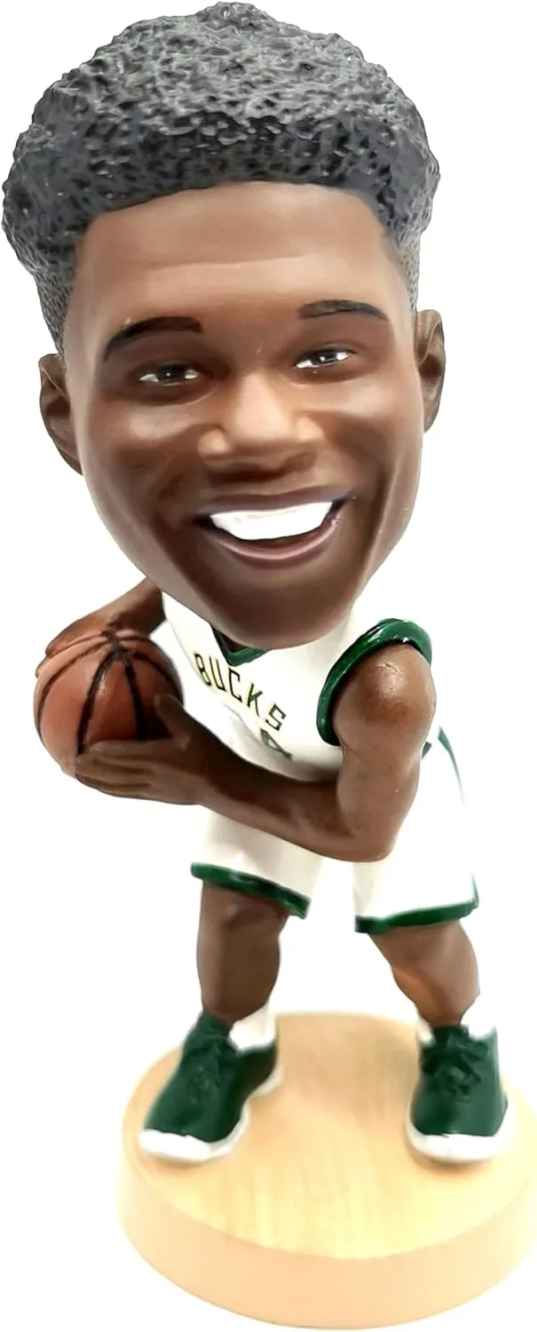 Giannis Antetokounmpo Bobblehead Basketball Action Figure -5.1 in Hand-Painted Resin Bucks Collectible Doll - Perfect Sports Fan Gift