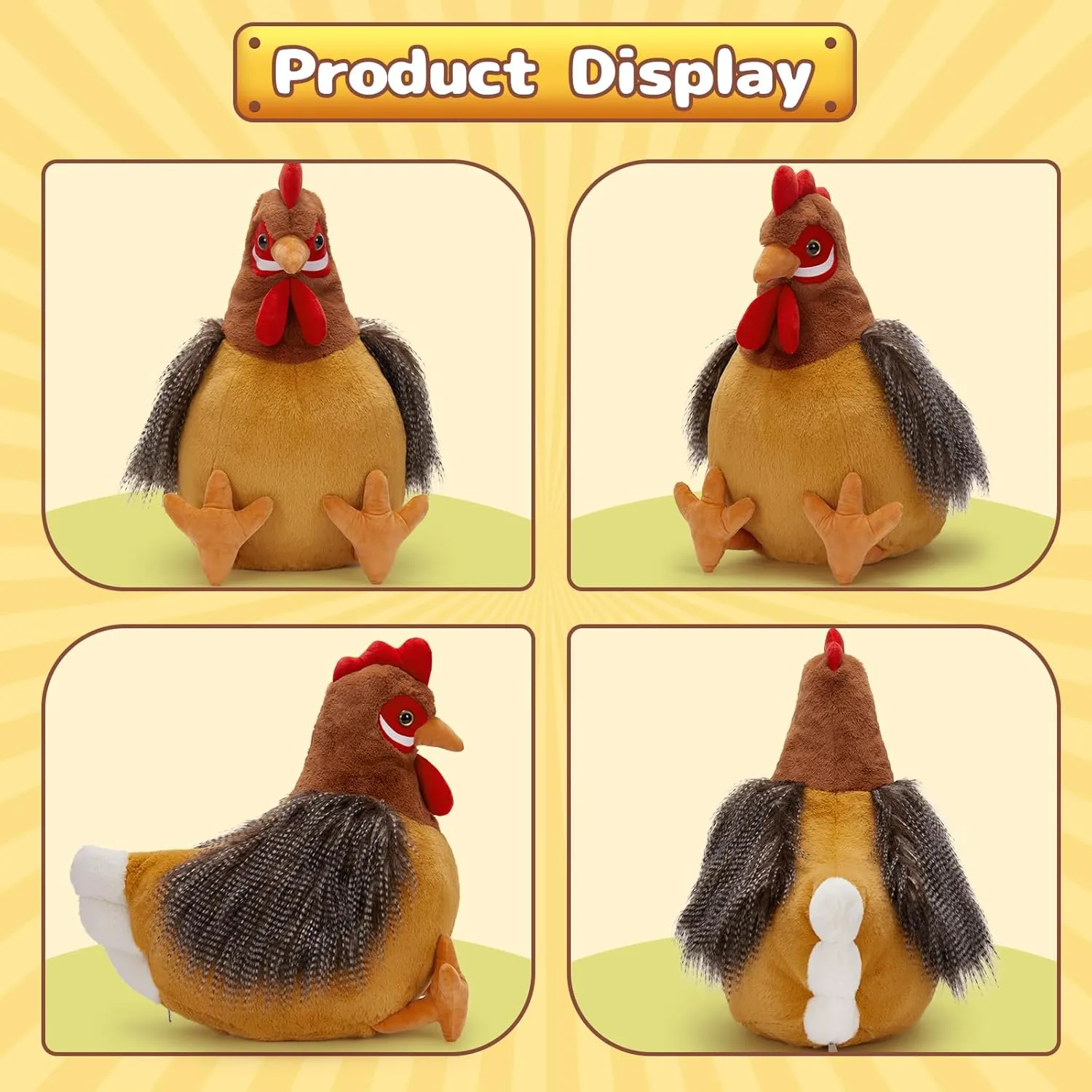 Giant Chicken Stuffed Animal, Realistic Jumbo Hen Plush Toy, 25.5" Cute Stuffed Rooster for Kids Girls Boys on Easter Christmas Birthday, Soft Farm Stuffed Animals Gift