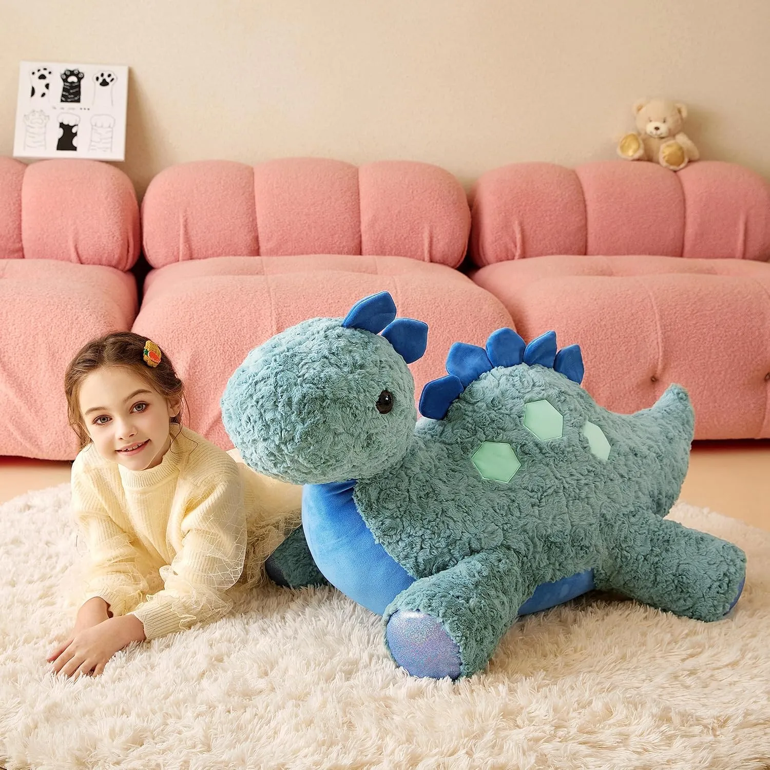Giant Stegosaurus Stuffed Animal Plush Soft Toy,30" Large Dinosaur Toys Jumbo Cute Big Size Huge Plushy Fat Plushie,Birthday Gifts for Kid