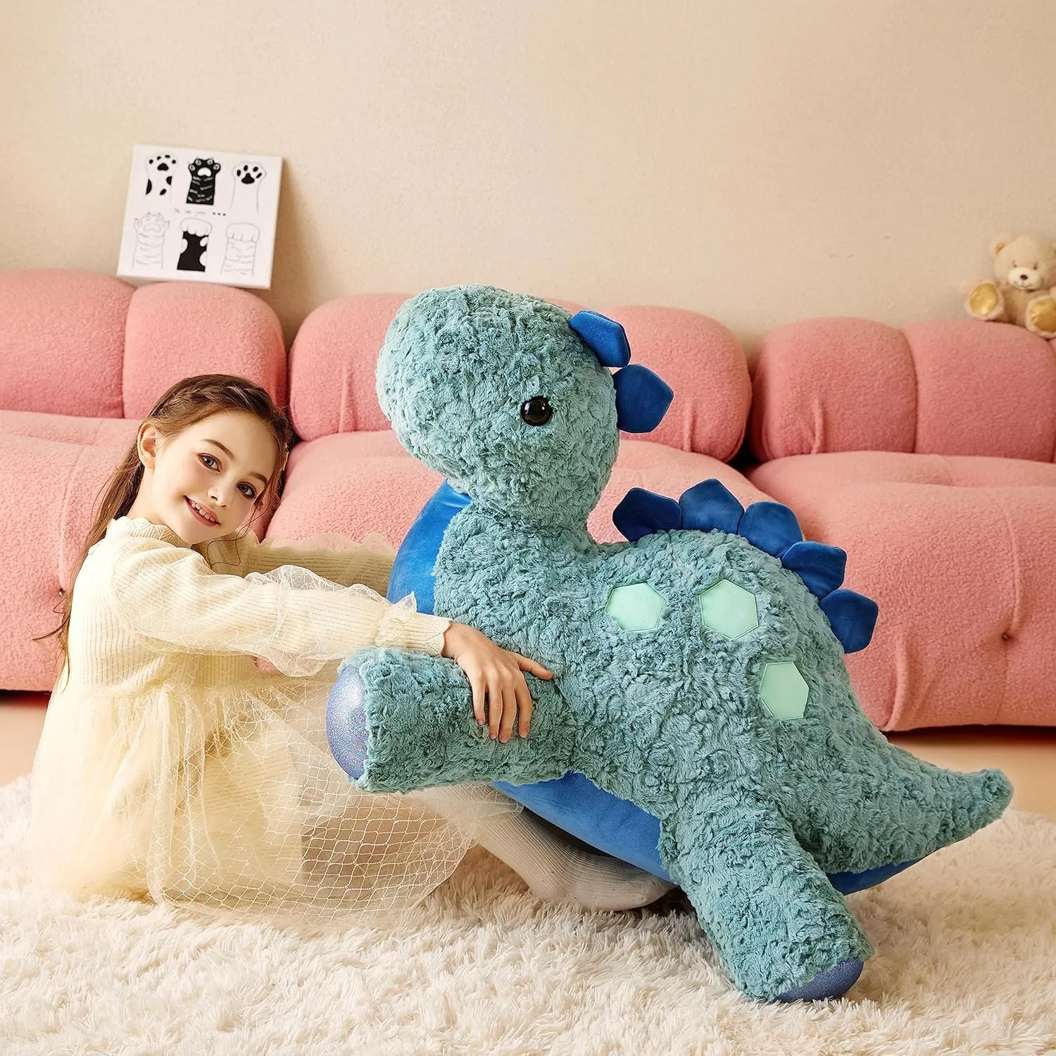 Giant Stegosaurus Stuffed Animal Plush Soft Toy,30" Large Dinosaur Toys Jumbo Cute Big Size Huge Plushy Fat Plushie,Birthday Gifts for Kid