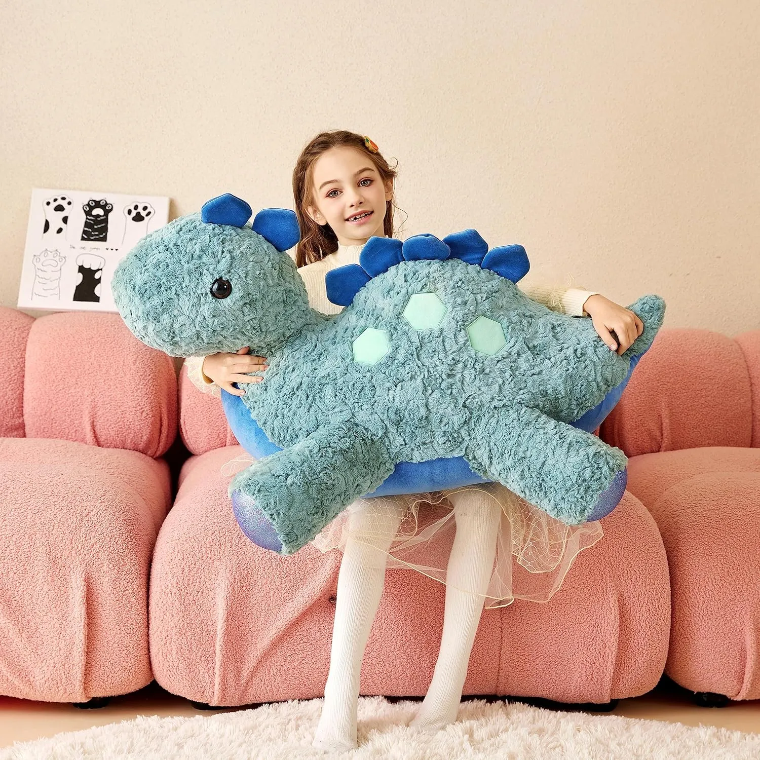 Giant Stegosaurus Stuffed Animal Plush Soft Toy,30" Large Dinosaur Toys Jumbo Cute Big Size Huge Plushy Fat Plushie,Birthday Gifts for Kid