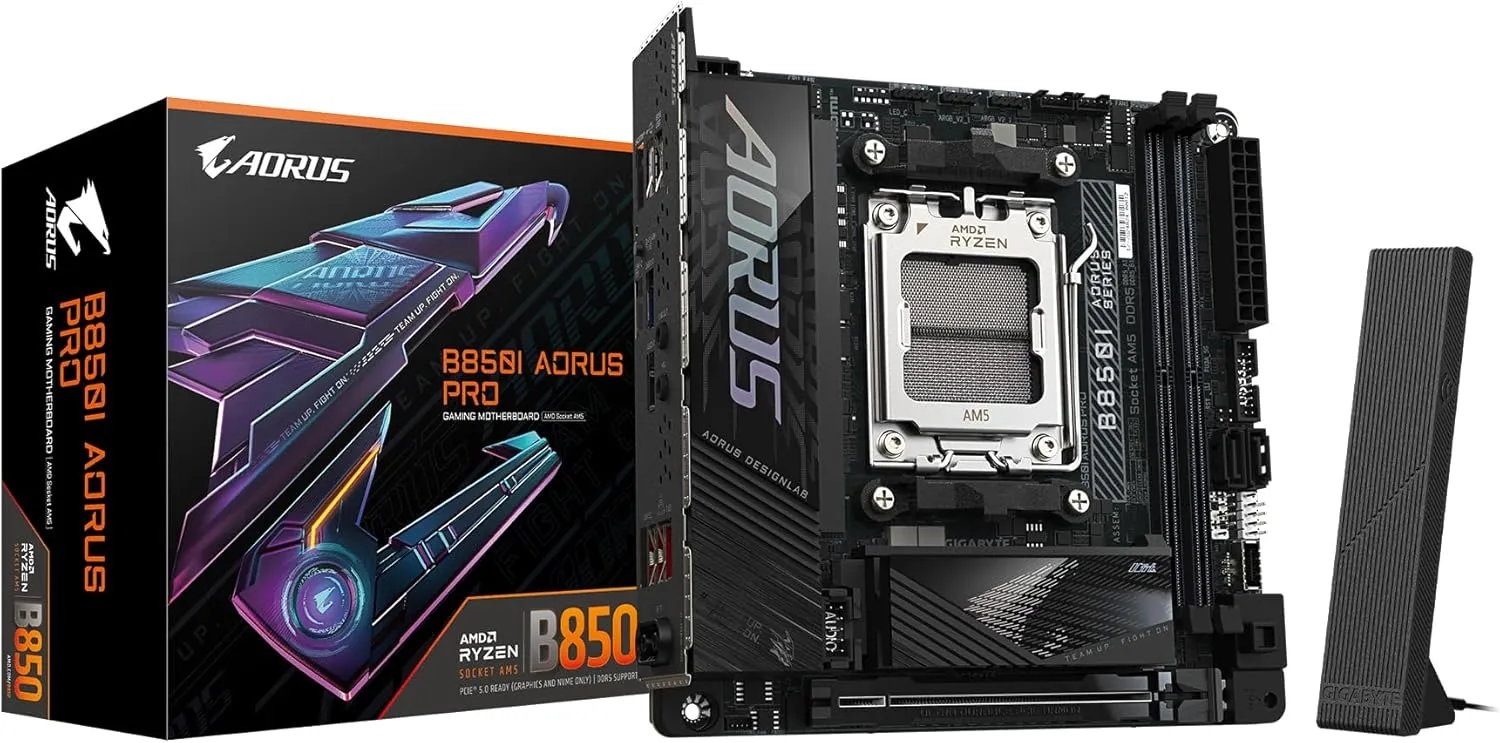 GIGABYTE B850I AORUS PRO AMD AM5 LGA 1718 Motherboard, Mini-ITX, DDR5, 2X M.2, PCIe 5.0, USB-C, WIFI7, 2.5GbE LAN, EZ-Latch, 5-Year Warranty