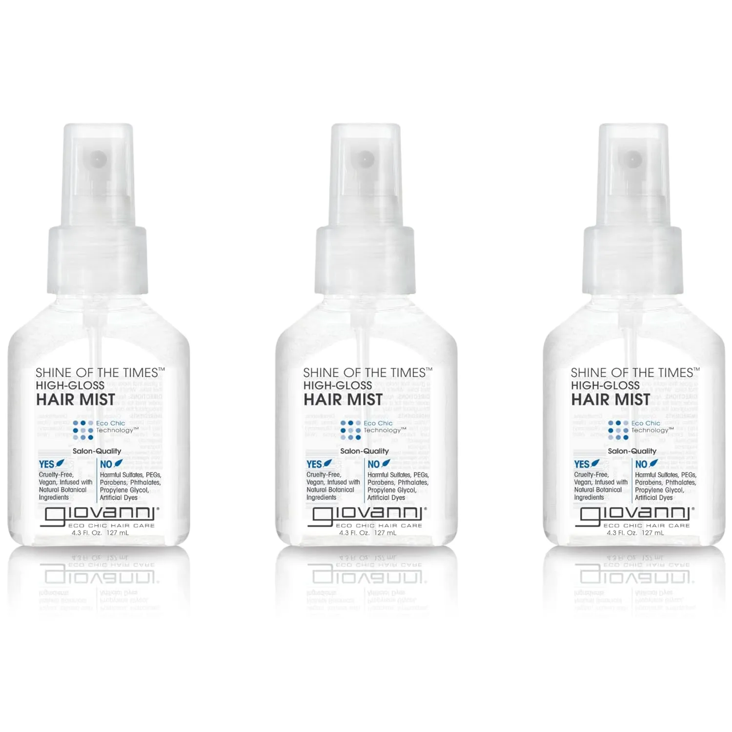 GIOVANNI Shine of the Times Finishing High-Gloss Hair Mist - Anti Frizz, Color Safe, Salon Quality, Cruelty-Free, No Parabens, Infused with Natural Botanical Ingredients - 4.3 oz (3 Pack)