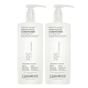 GIOVANNI Smooth As Silk Deeper Moisture Conditioner - Calms Frizz, Adds Moisture, Detangles, Infused with Natural Botanical Ingredients, Color Safe, Sulfate Free - Apple & Aloe, 24 oz (Pack of 2)