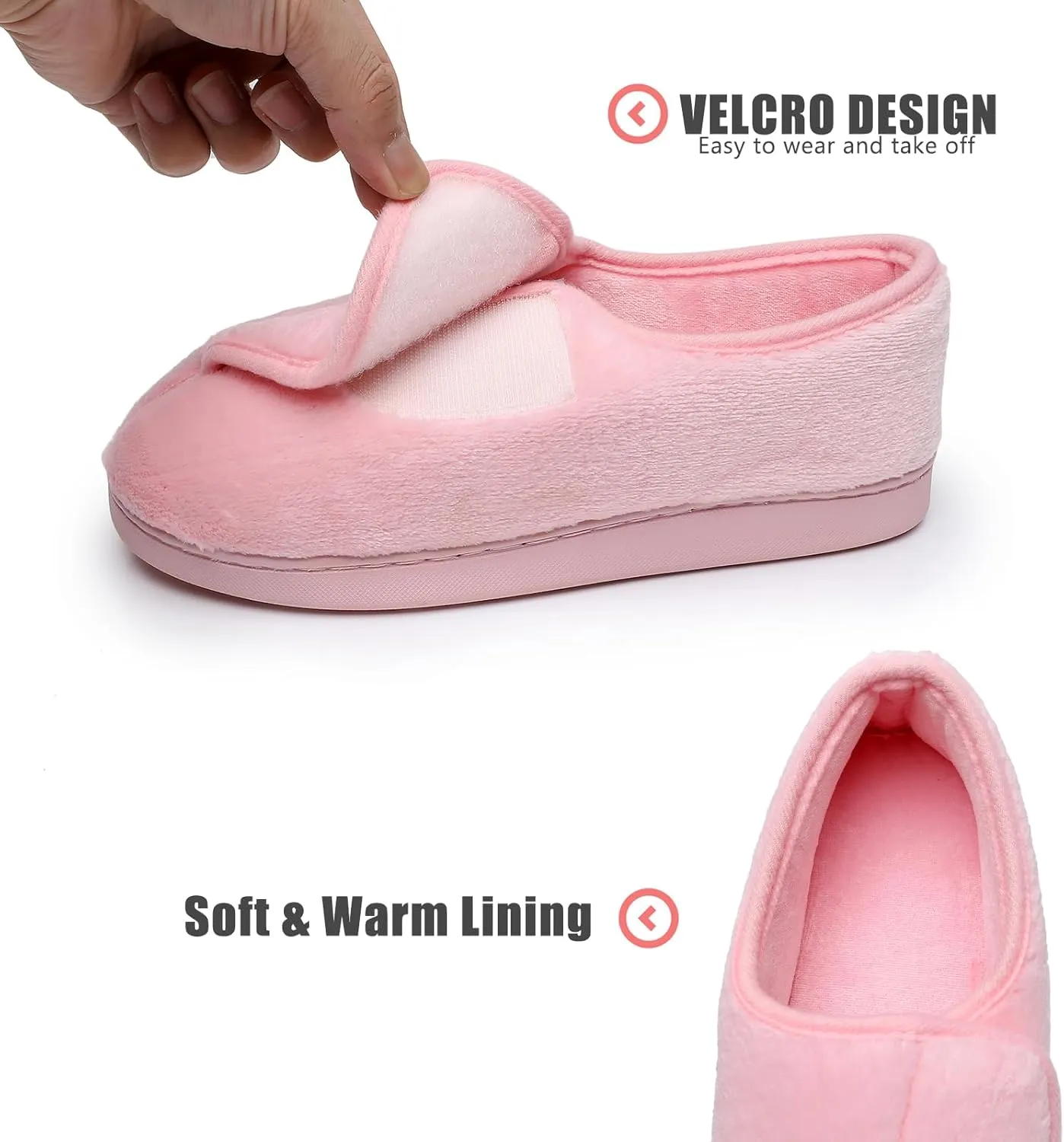 Git-up Women Soft wide Slippers Memory Foam Closed Toed Diabetic Arthritis Edema House Slippers