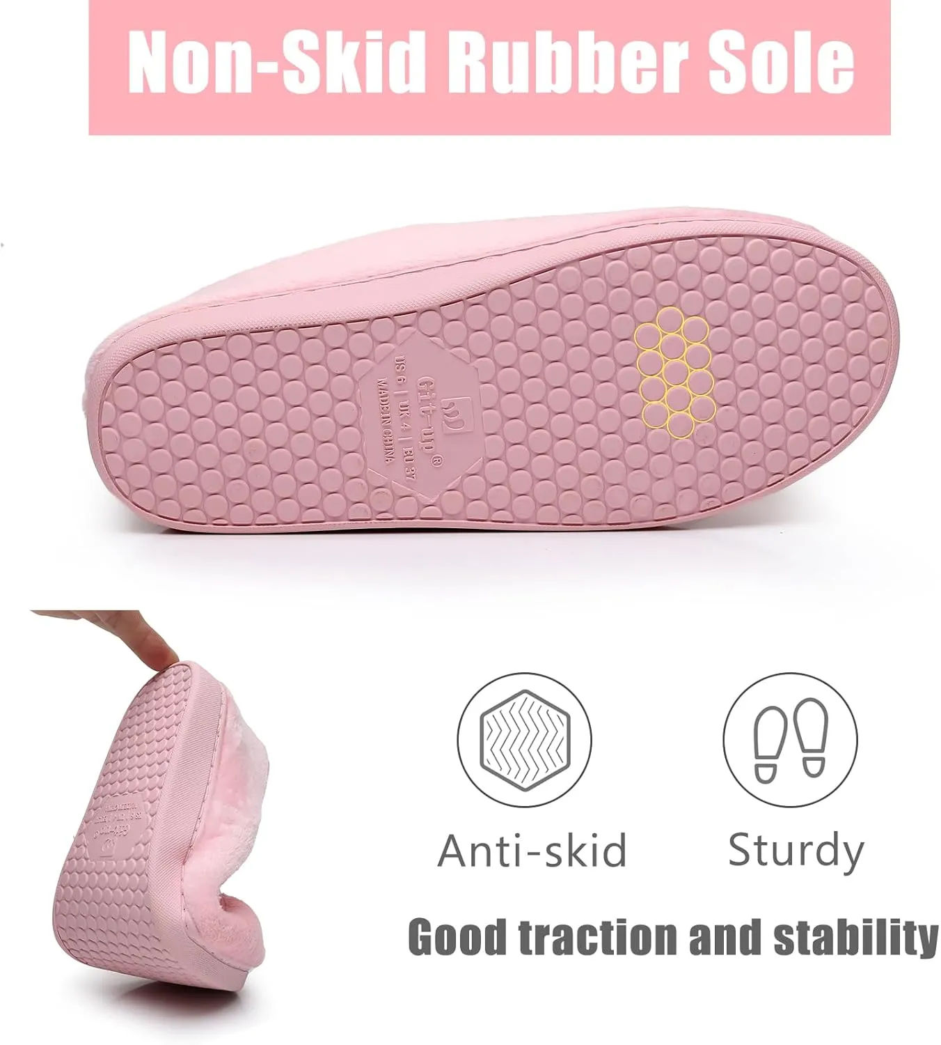 Git-up Women Soft wide Slippers Memory Foam Closed Toed Diabetic Arthritis Edema House Slippers