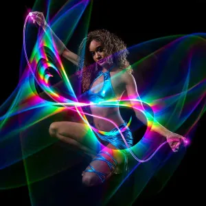 GloFX Cosmic Cable [PROGRAMMABLE LED Fiber Optic Light Cable] 6 Ft 360° Swivel 8 mm Diameter - Bright Light Up Rave Toy | EDM Flow Toy Light Painting