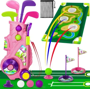 GMAOPHY Kids Golf Club Set - Indoor/Outdoor Sports Toys for Boys & Girls Aged 1-5, Toddler Golf Set with 4 Clubs, 8 Balls, Putting Mat & Cart