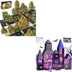 GobiDex 48PCS Army Magnetic Tiles & 40PCS Monster Themd Magnetic Building Blocks Doll House, STEM Learning Construction Magnet Toys for Kids Ages 3 4 5 6 7 8 9 Years Old, Birthday Gifts for Boys Girls